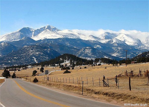 View of Rocky Mountain National Park from CO 43 west of Glen Haven