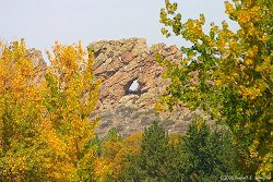 View of the "Keyhole" through changing cottonwoods.